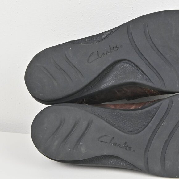 Clarks Bendables Textured Leather Comfy Brown Slip On Loafers Flat US9.5 UK7.5 - Picture 15 of 16